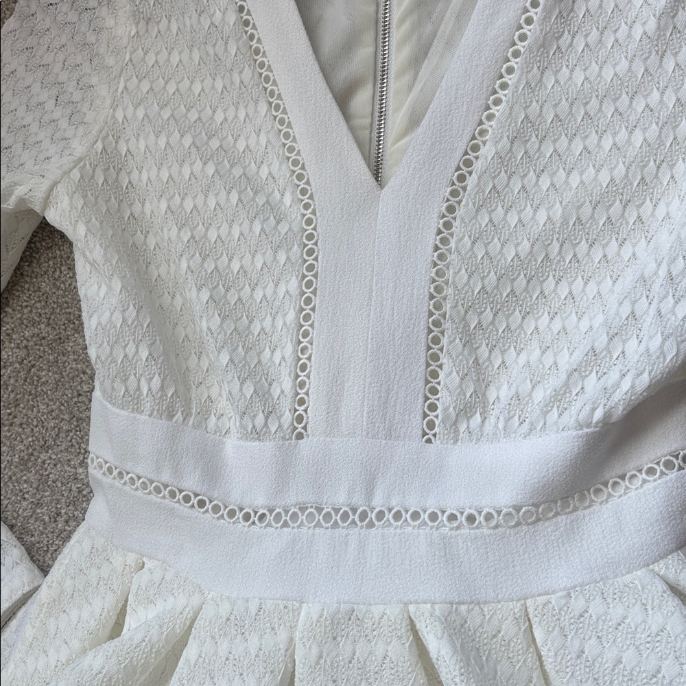 Maje $465 White Textured Dress with Lace Detail. Size 1.
Like new condition. - Picture 4 of 12